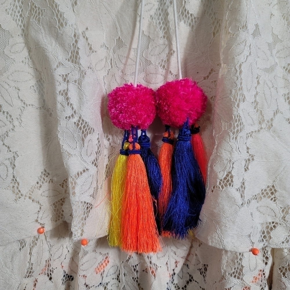 NWT Anthropologie Hemant and Nandita Aurora Tiered Lace Tassel Tank Small - Picture 3 of 12